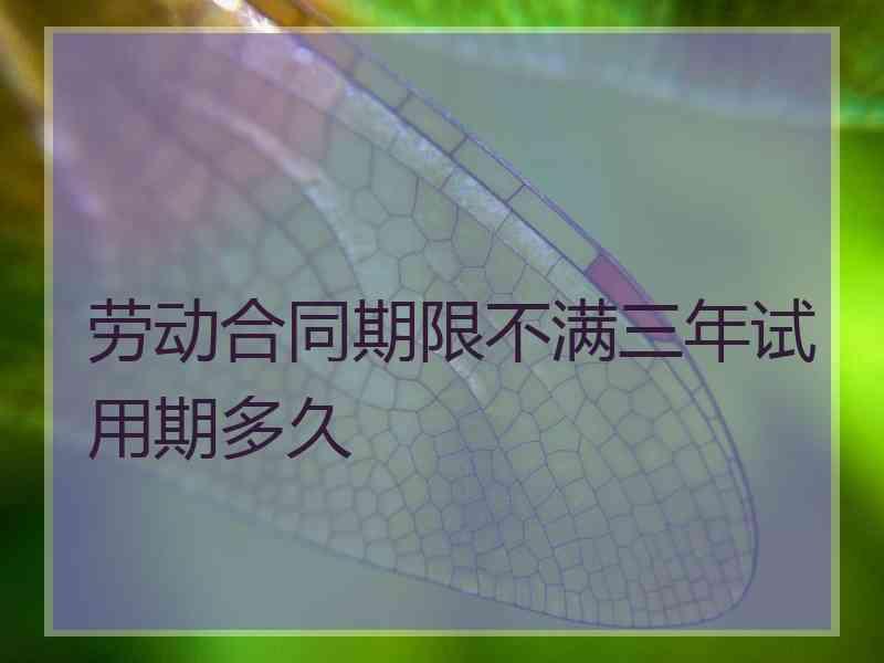 劳动合同期限不满三年试用期多久