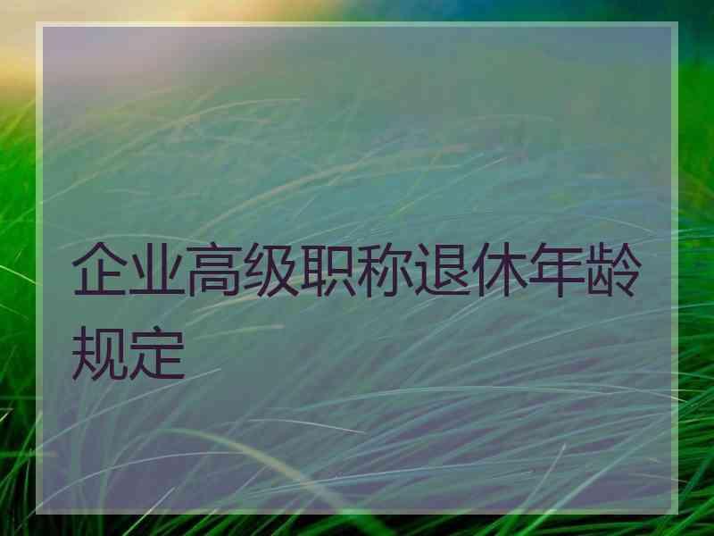 企业高级职称退休年龄规定