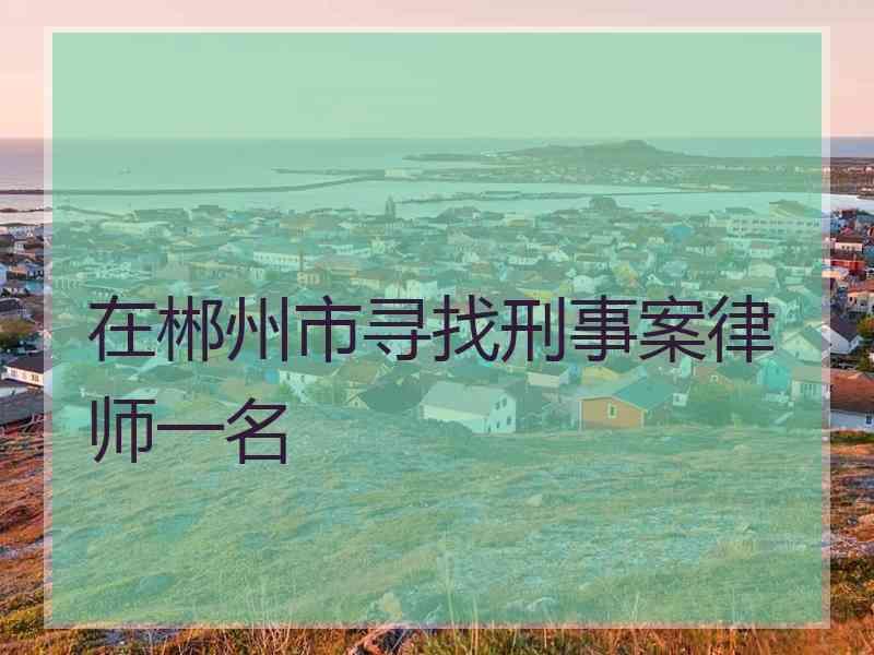 在郴州市寻找刑事案律师一名