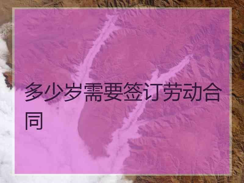 多少岁需要签订劳动合同