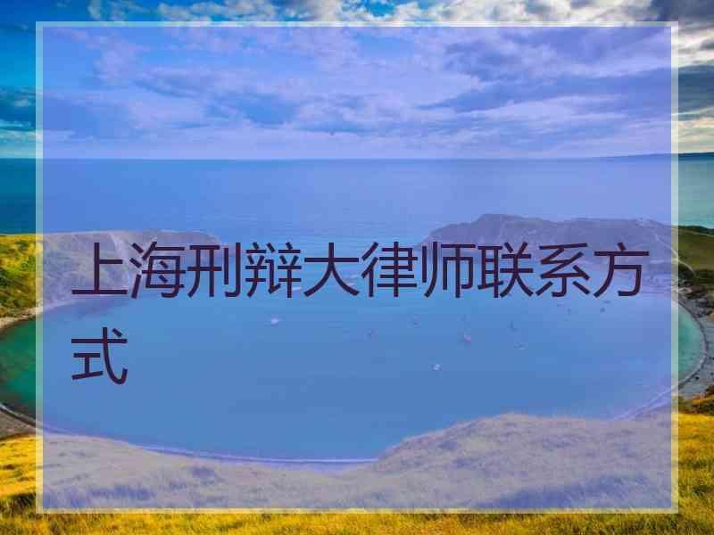 上海刑辩大律师联系方式