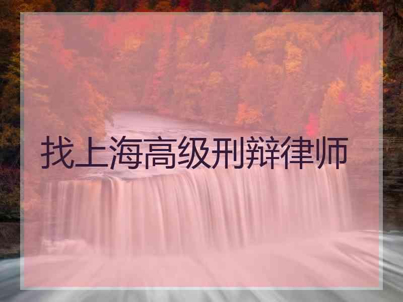 找上海高级刑辩律师