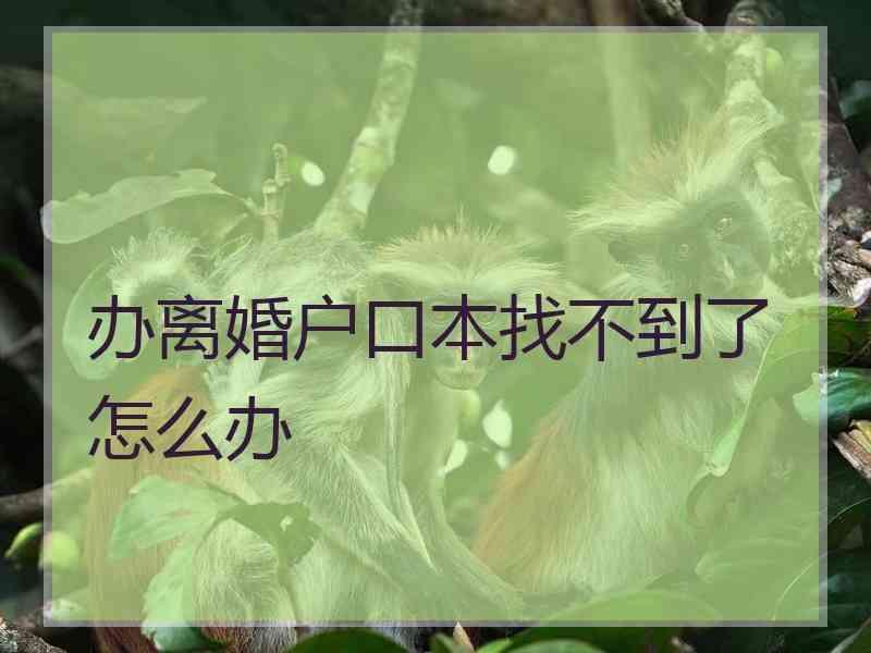 办离婚户口本找不到了怎么办