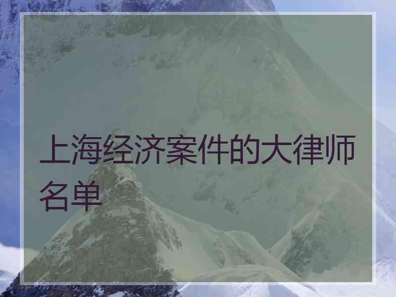 上海经济案件的大律师名单