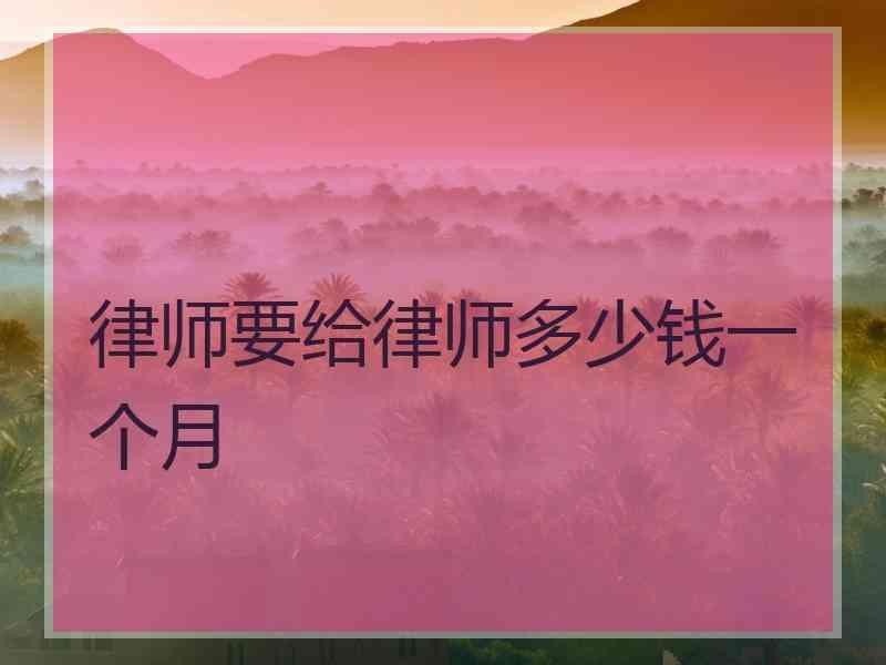 律师要给律师多少钱一个月