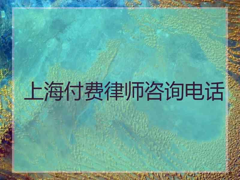 上海付费律师咨询电话