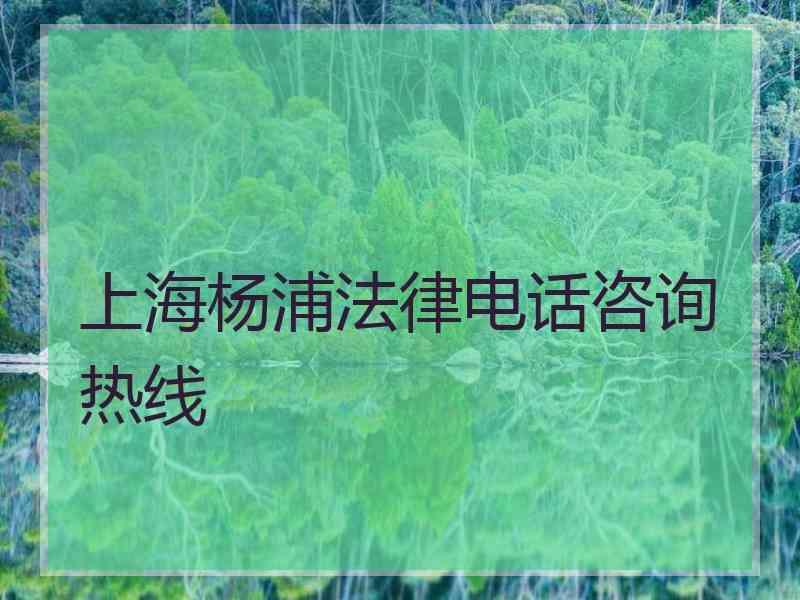 上海杨浦法律电话咨询热线