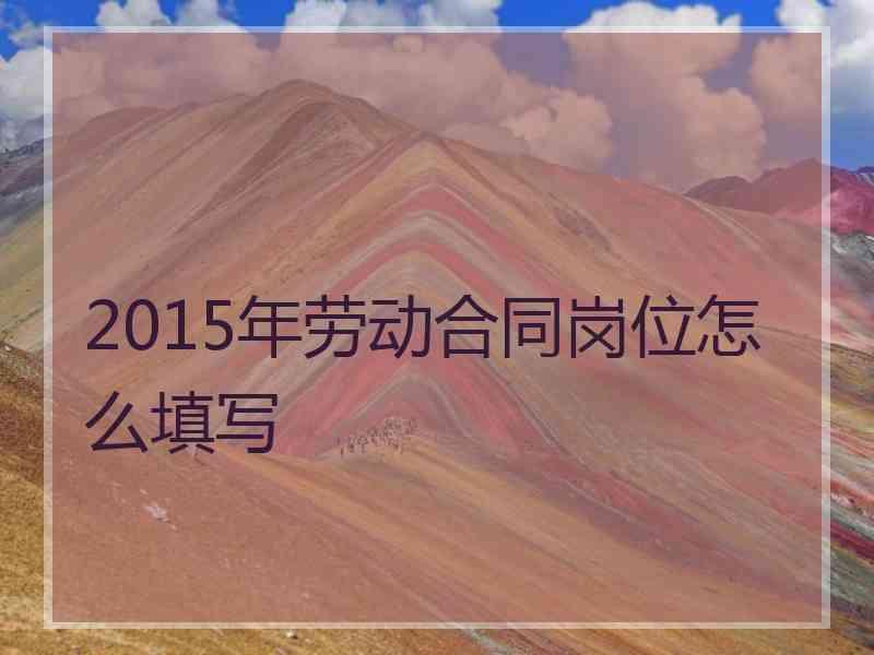 2015年劳动合同岗位怎么填写