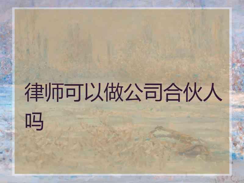 律师可以做公司合伙人吗