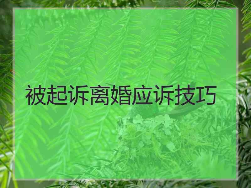 被起诉离婚应诉技巧