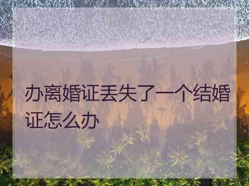 办离婚证丢失了一个结婚证怎么办