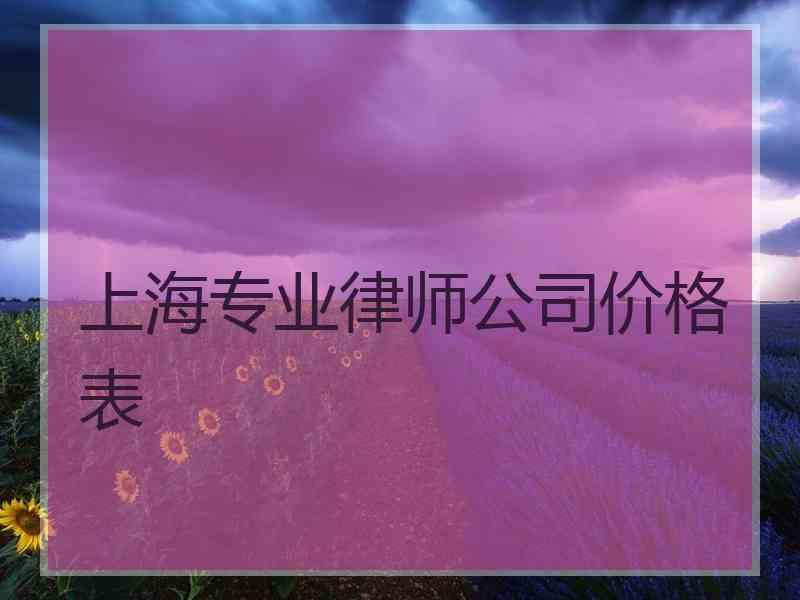 上海专业律师公司价格表