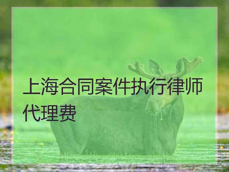 上海合同案件执行律师代理费