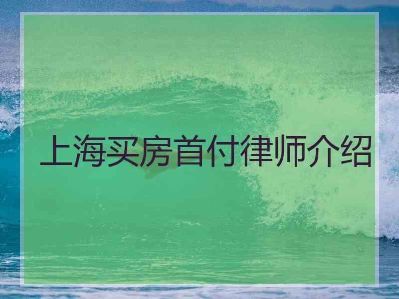 上海买房首付律师介绍