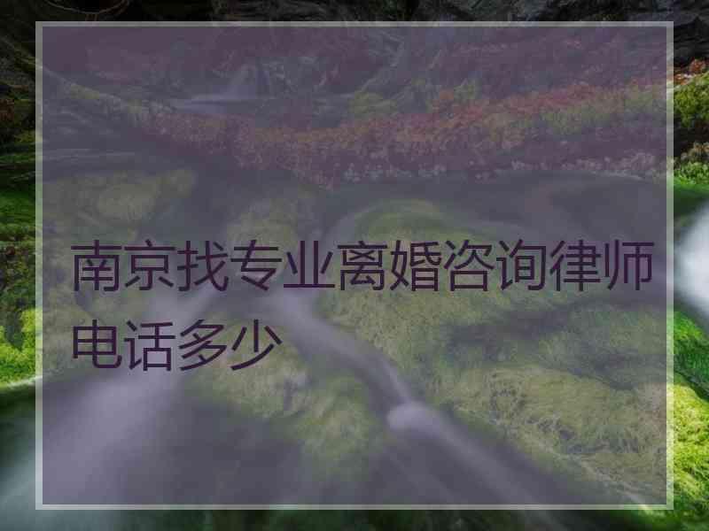 南京找专业离婚咨询律师电话多少