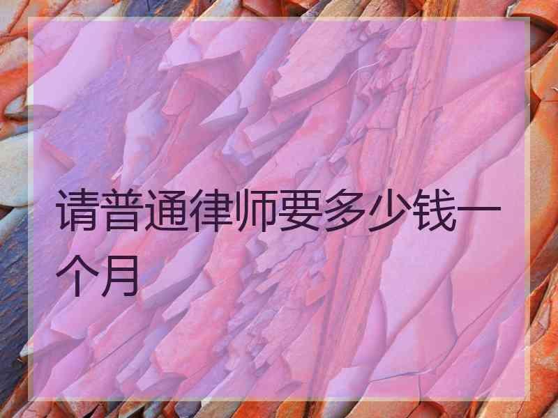 请普通律师要多少钱一个月