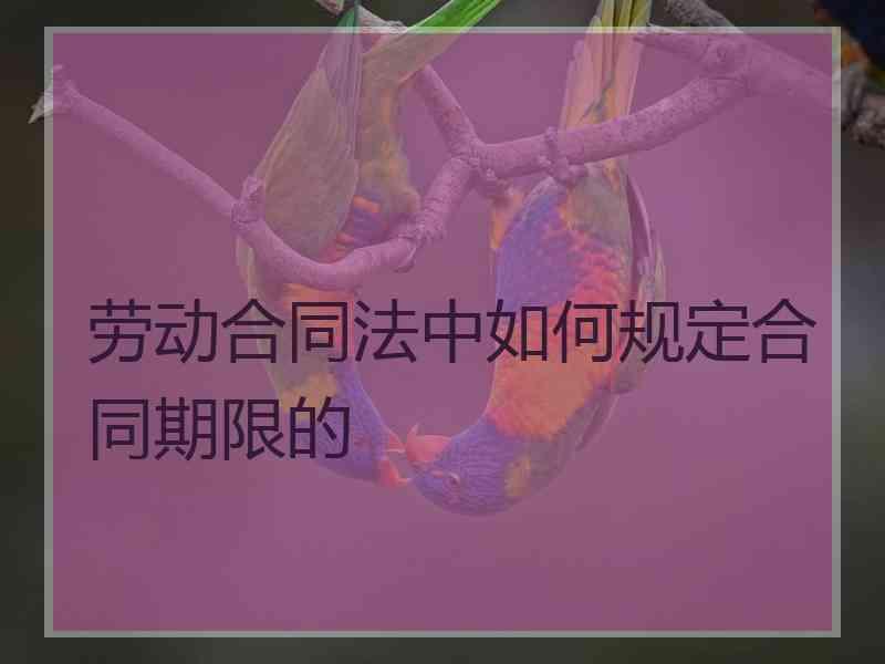 劳动合同法中如何规定合同期限的