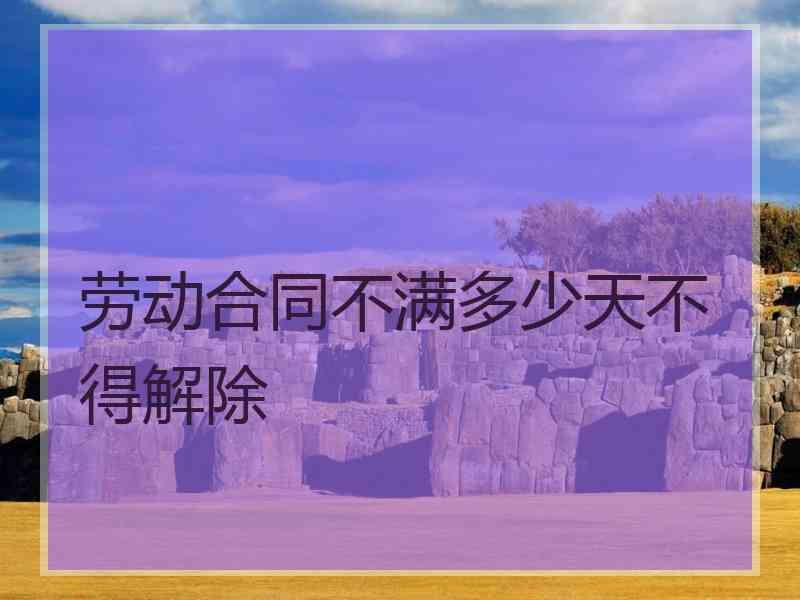 劳动合同不满多少天不得解除