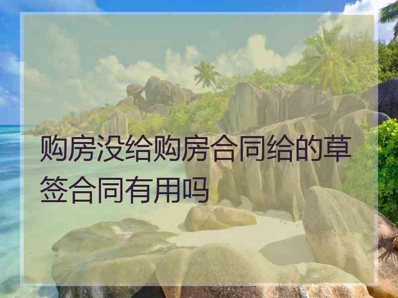 购房没给购房合同给的草签合同有用吗