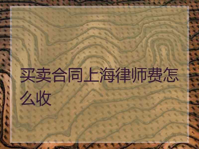 买卖合同上海律师费怎么收