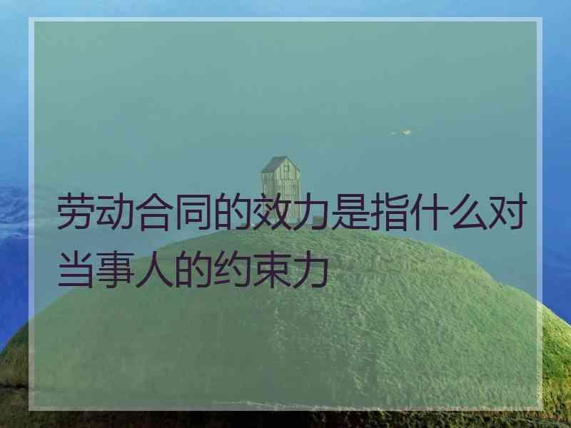 劳动合同的效力是指什么对当事人的约束力