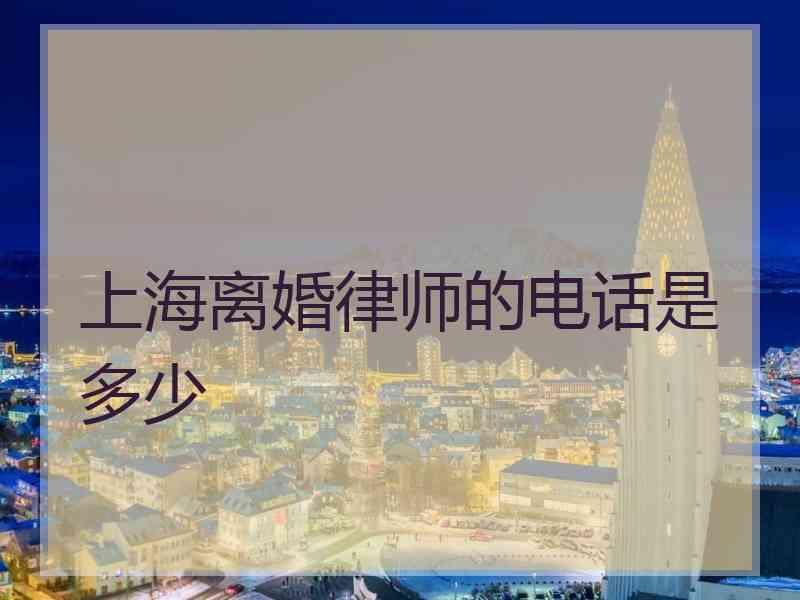 上海离婚律师的电话是多少