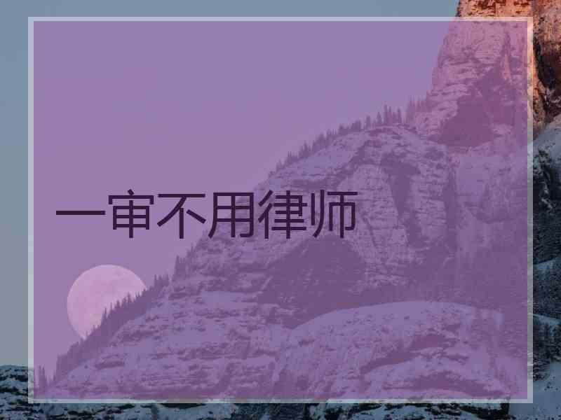 一审不用律师