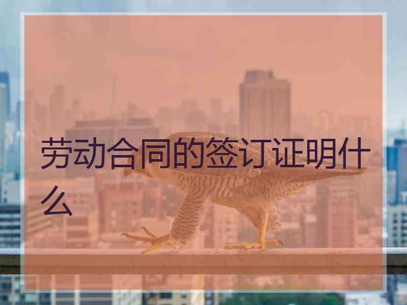 劳动合同的签订证明什么