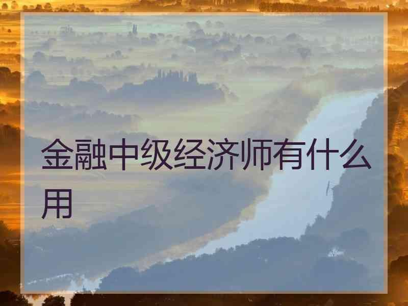 金融中级经济师有什么用