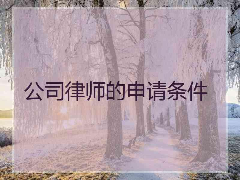 公司律师的申请条件