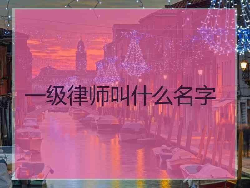 一级律师叫什么名字