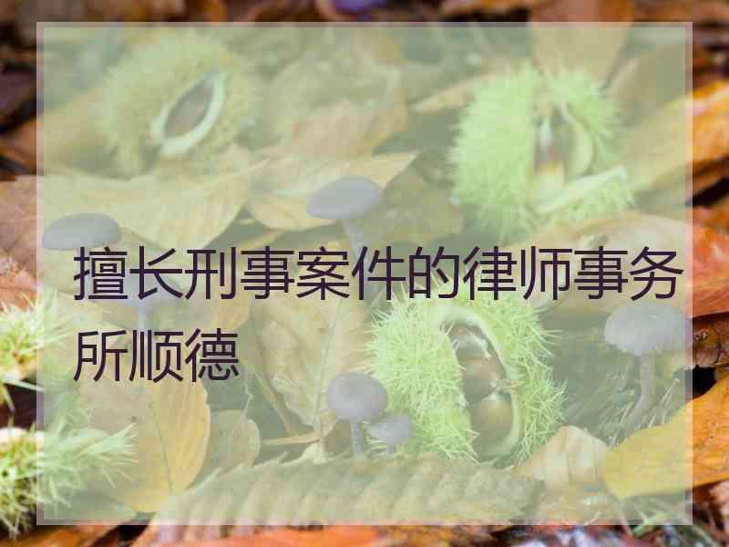 擅长刑事案件的律师事务所顺德