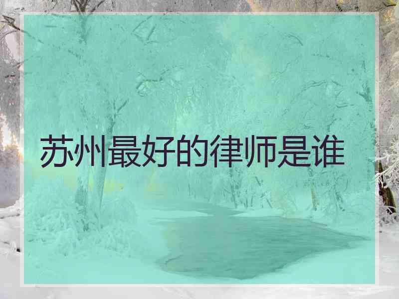 苏州最好的律师是谁