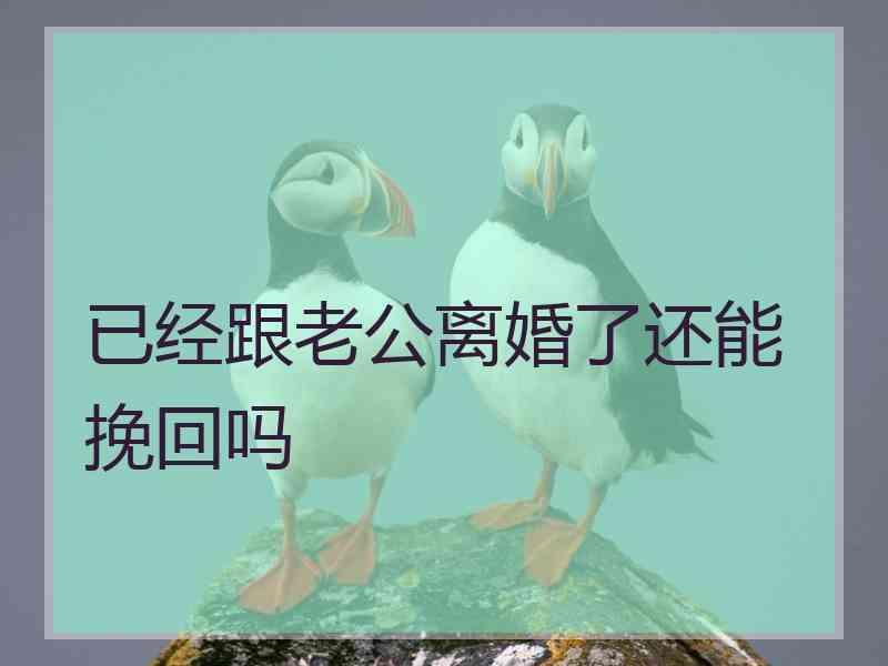 已经跟老公离婚了还能挽回吗