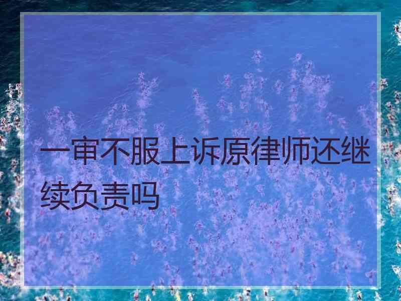 一审不服上诉原律师还继续负责吗