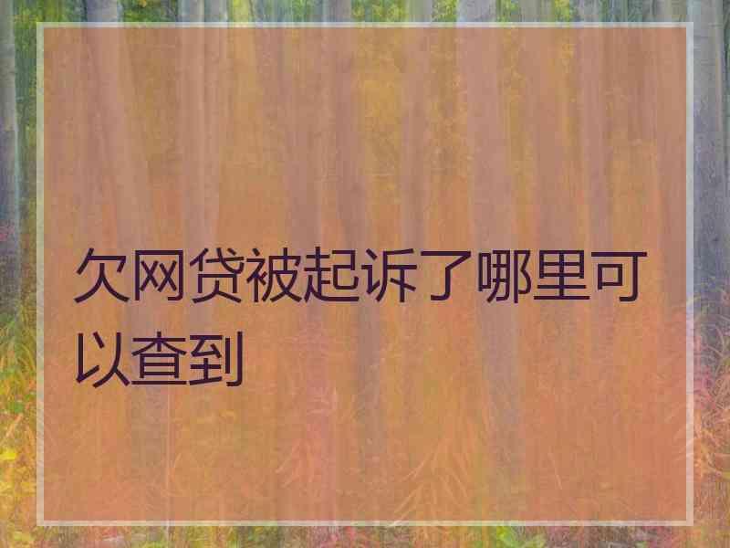 欠网贷被起诉了哪里可以查到