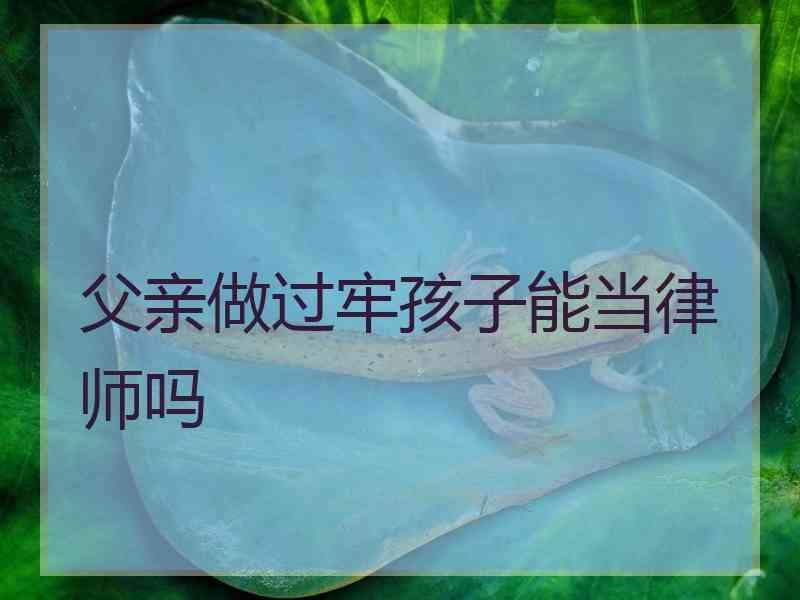 父亲做过牢孩子能当律师吗