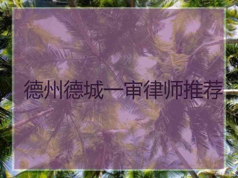 德州德城一审律师推荐