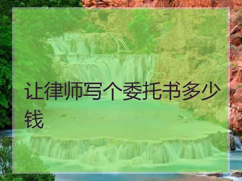 让律师写个委托书多少钱