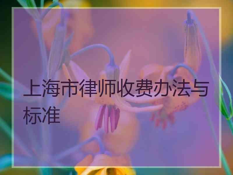 上海市律师收费办法与标准