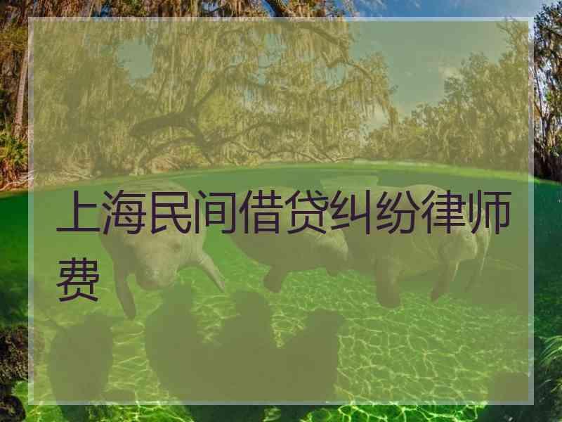 上海民间借贷纠纷律师费