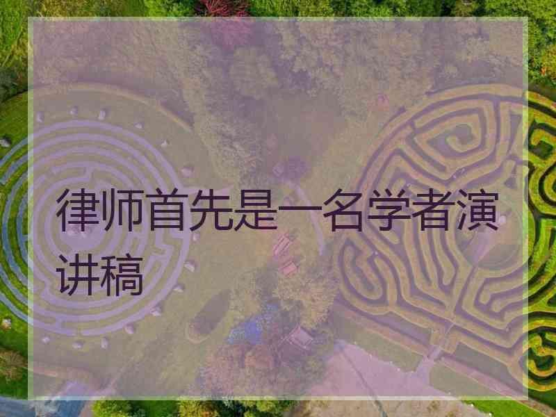 律师首先是一名学者演讲稿