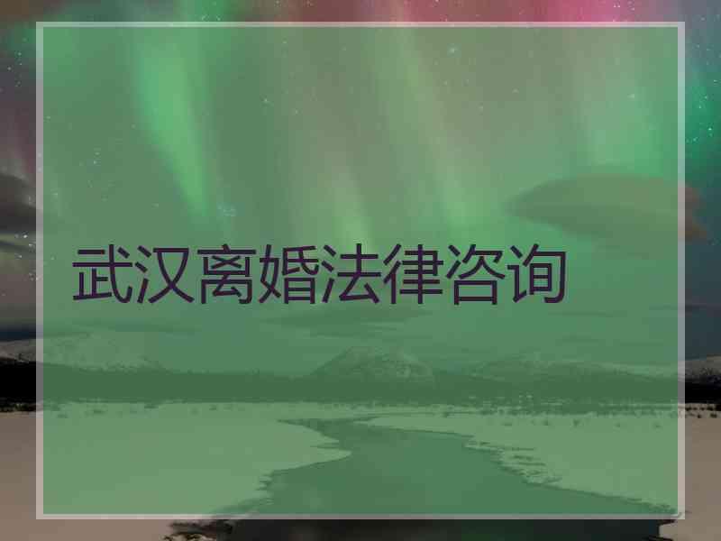 武汉离婚法律咨询