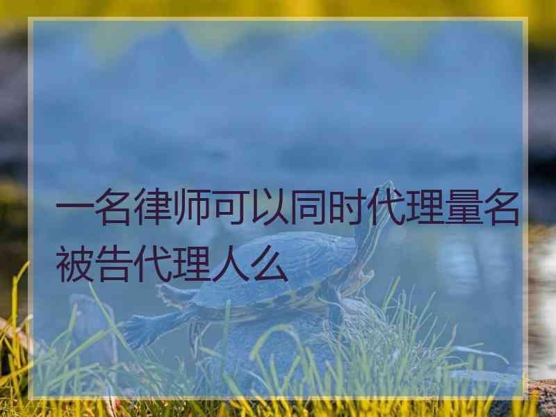 一名律师可以同时代理量名被告代理人么