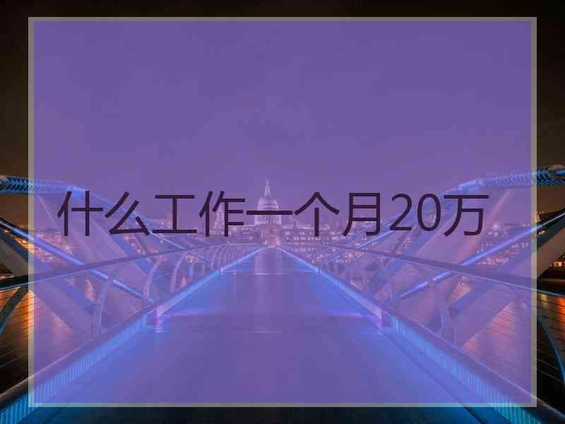 什么工作一个月20万