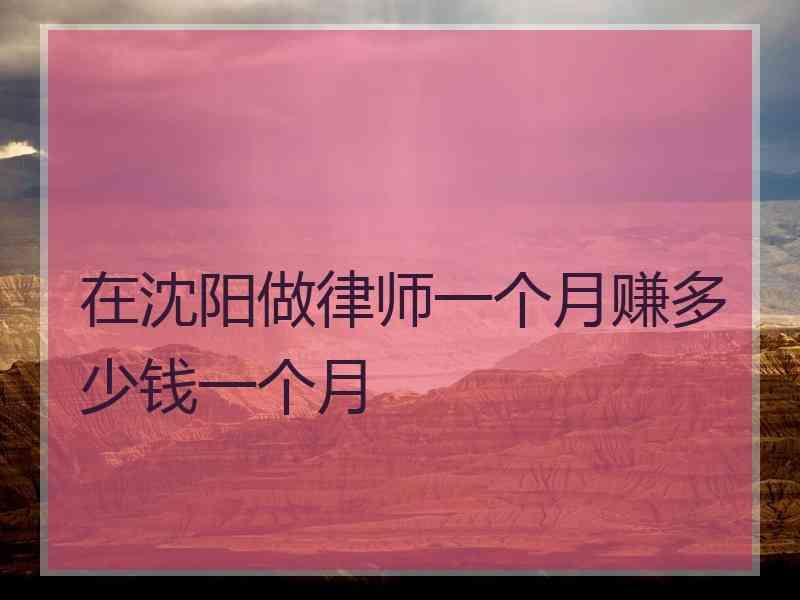 在沈阳做律师一个月赚多少钱一个月
