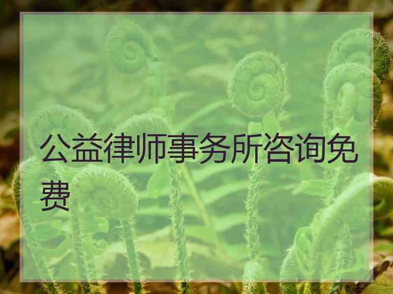 公益律师事务所咨询免费