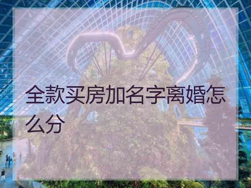 全款买房加名字离婚怎么分