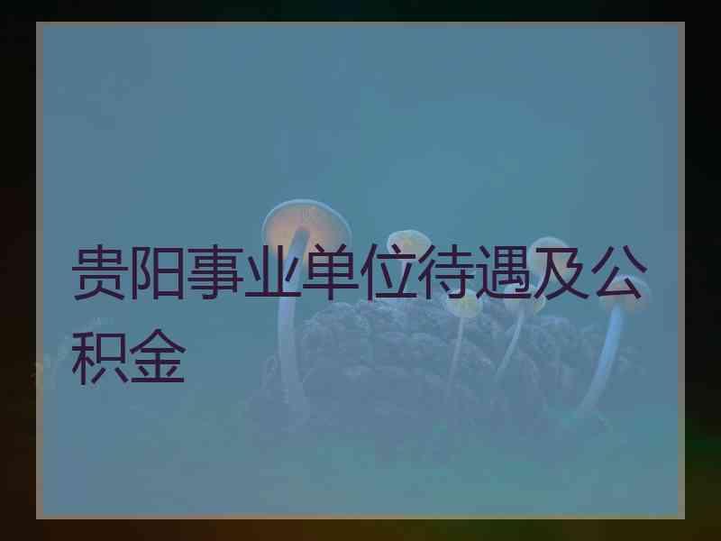 贵阳事业单位待遇及公积金