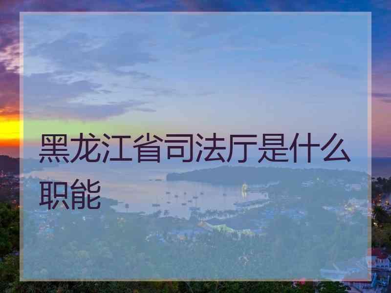 黑龙江省厅是什么职能